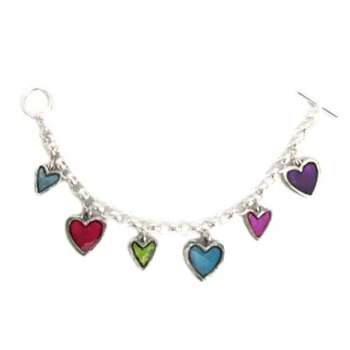 Coloured Hearts Charm Bracelet by Basic Spirit