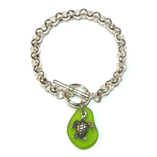 Seaglass Turtle Charm Bracelet by Basic Spirit