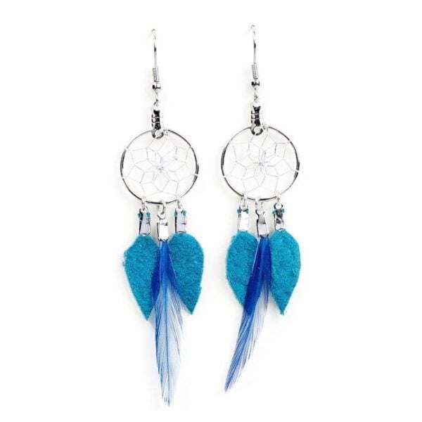 Turquoise Feather Dreamcatcher Earrings